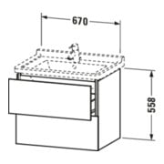 Duravit Meuble sous-lavabo L-Cube 67x46,9 cm, noyer, 2 tiroirs, suspendu-3