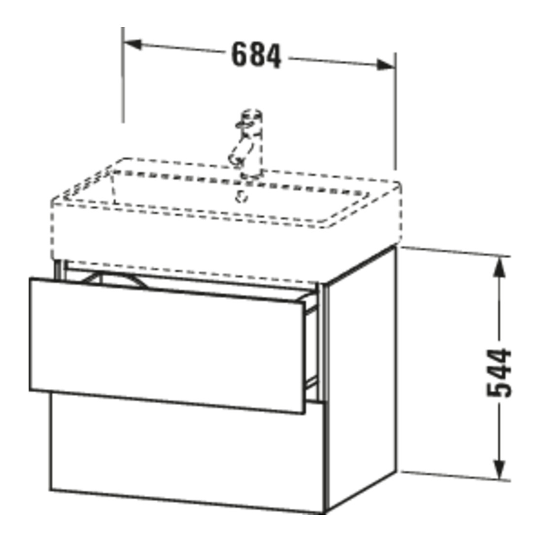 Duravit Meuble sous lavabo L-Cube 68,4x45,9 cm, blanc mat, 2 tiroirs, suspendu