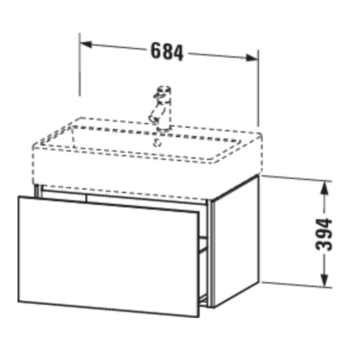 Duravit Meuble sous lavabo L-Cube 68,4x45,9 cm, graphite mat, 1 tiroir, suspendu