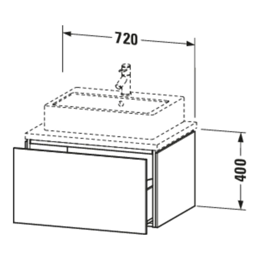 Duravit Meuble sous lavabo L-Cube 72x54,7 cm, base, 1 tiroir, avec console