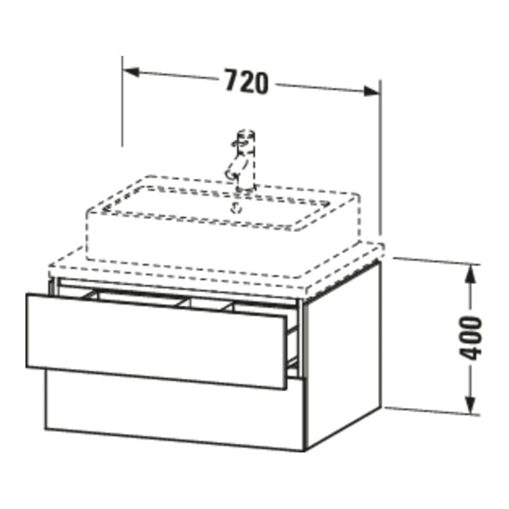 Duravit Meuble sous lavabo L-Cube 72x54,7 cm, blanc brillant, avec 2 tiroirs