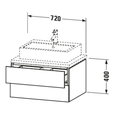 Duravit Meuble sous lavabo L-Cube 72x54,7 cm, taupe mat, avec 2 tiroirs