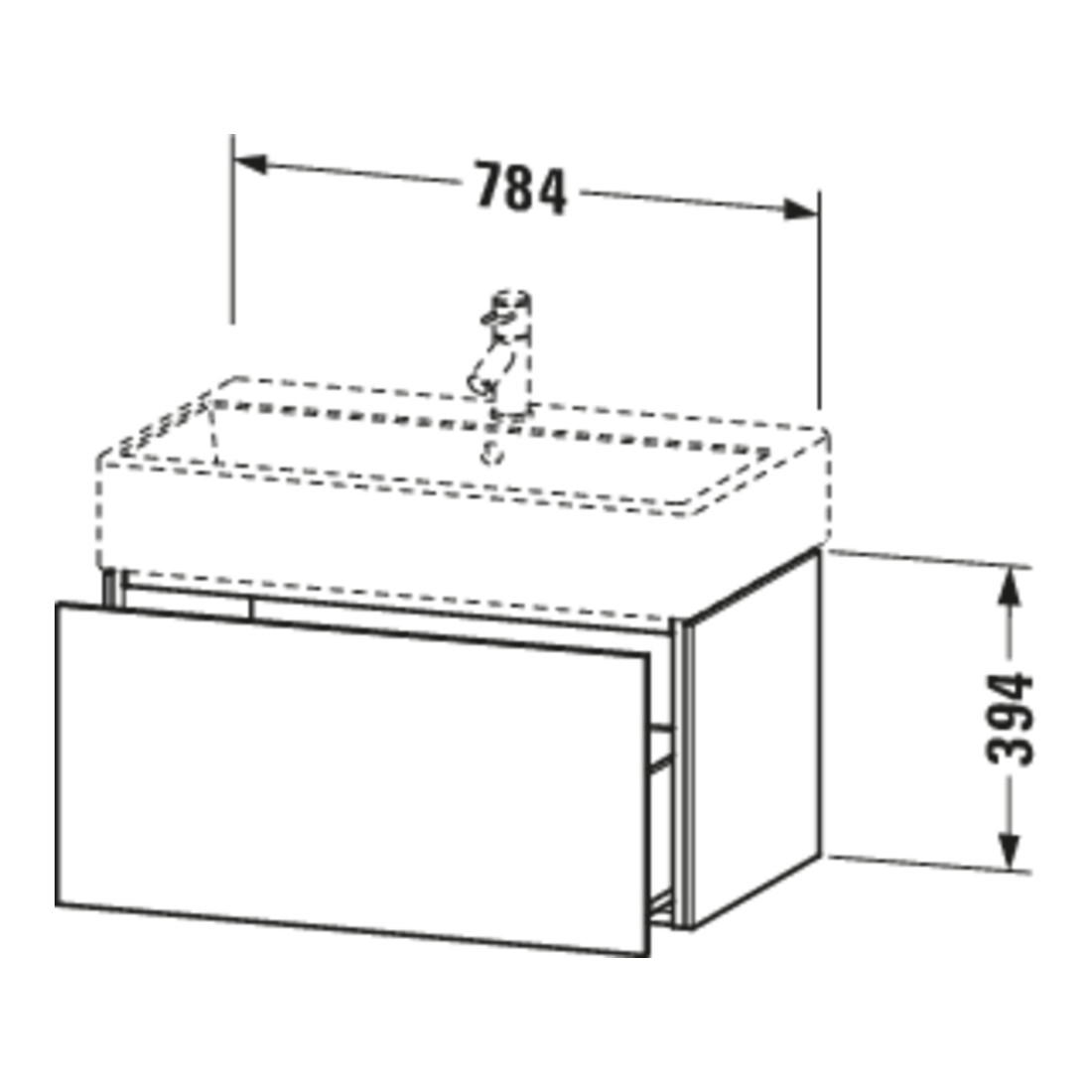 Duravit Meuble sous-lavabo L-Cube 78,4 x 45,9 cm, bas, 1 tiroir, suspendu