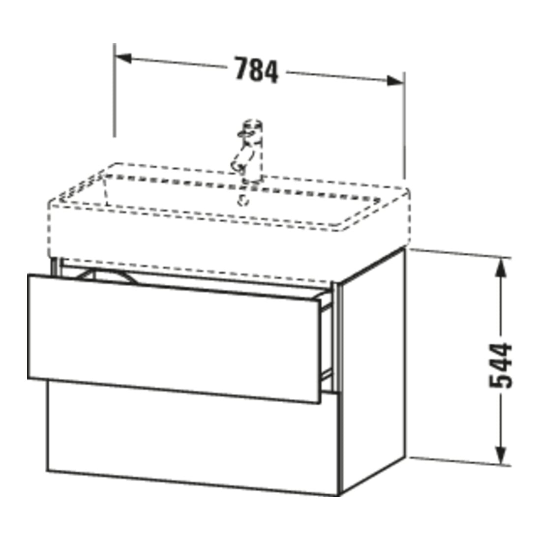 Duravit Meuble sous-lavabo L-Cube 78,4 x 45,9 cm, taupe, 2 tiroirs, suspendu