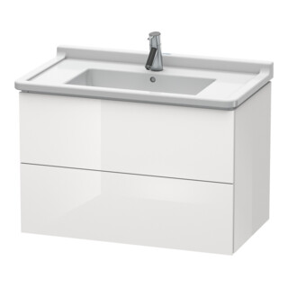 Duravit Meuble sous lavabo L-Cube 82x46,9 cm, blanc brillant, 2 tiroirs, suspendu
