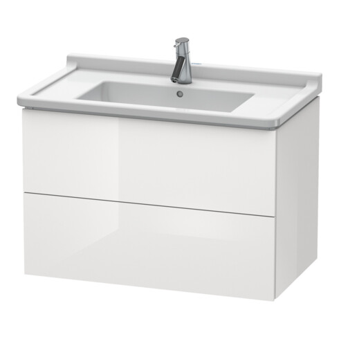 Duravit Meuble sous lavabo L-Cube 82x46,9 cm, blanc brillant, 2 tiroirs, suspendu