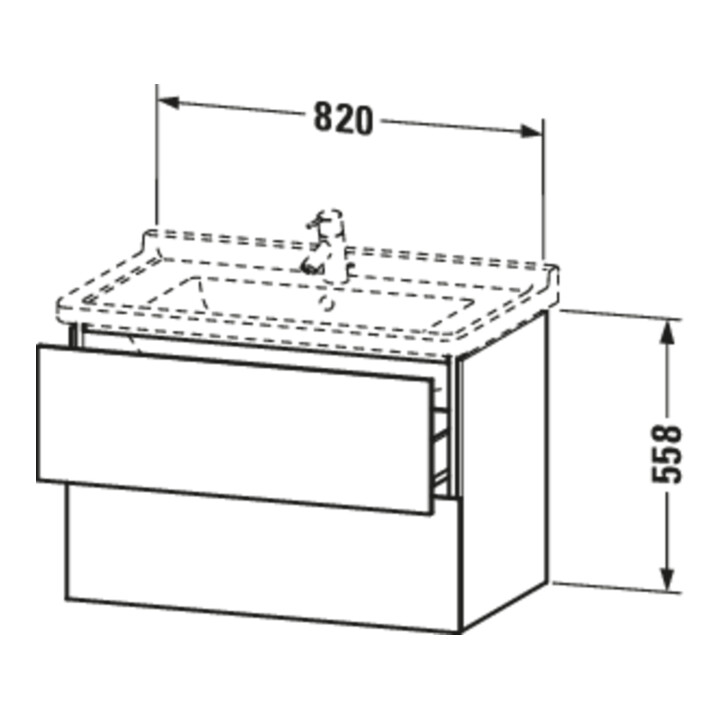 Duravit Meuble sous lavabo L-Cube 82x46,9 cm, graphite mat, 2 tiroirs, suspendu