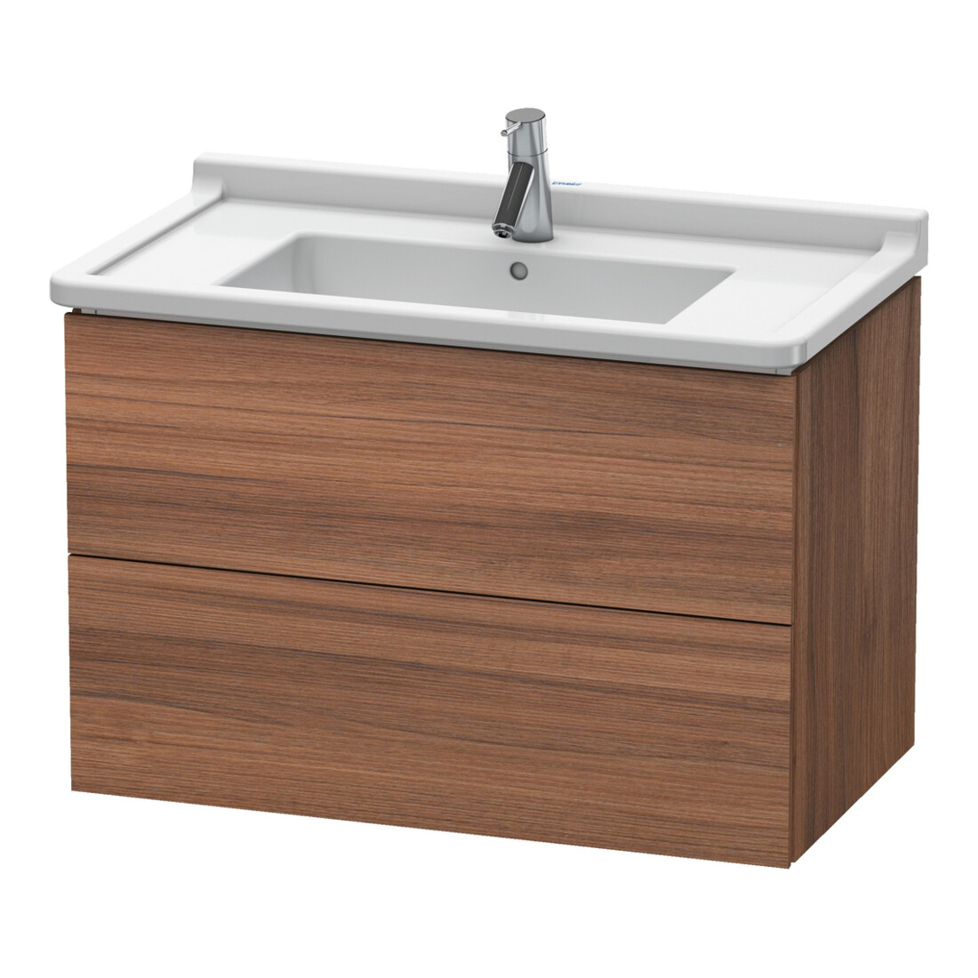 Duravit Meuble sous lavabo L-Cube 82x46,9 cm, noyer naturel, 2 tiroirs, suspendu
