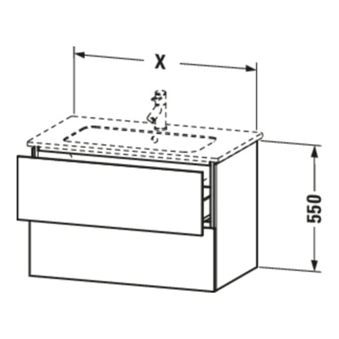 Duravit Meuble sous-lavabo L-Cube 82x48,1 cm, bas. mat, 2 tiroirs, suspendu