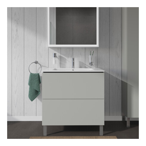 Duravit Meuble sous-lavabo L-Cube 82x48,1 cm, béton gris, 2 tiroirs, sur pied