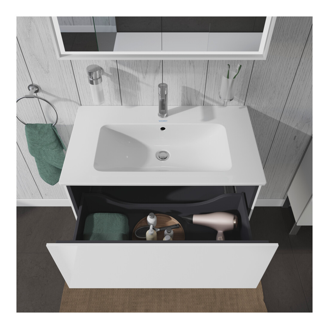 Duravit Meuble sous-lavabo L-Cube 82x48,1 cm, blanc brillant, 1 tiroir, suspendu