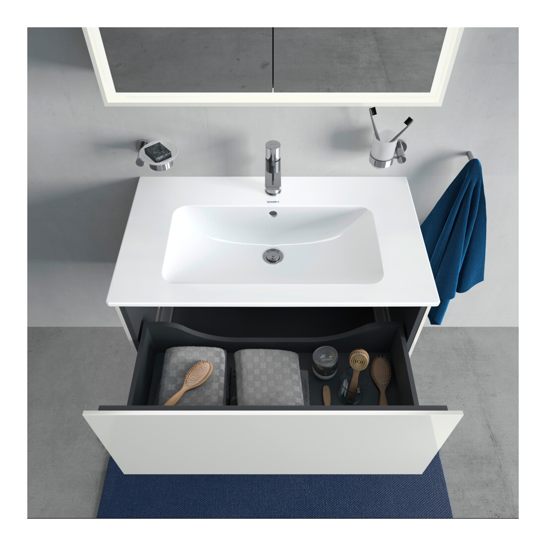 Duravit Meuble sous-lavabo L-Cube 82x48,1 cm, blanc brillant, 1 tiroir, suspendu