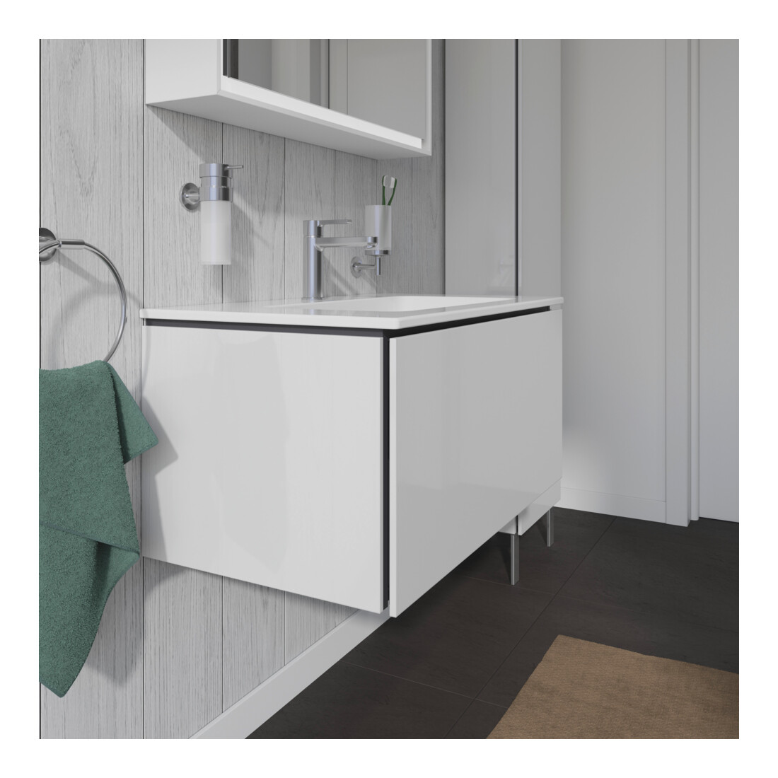 Duravit Meuble sous-lavabo L-Cube 82x48,1 cm, blanc brillant, 1 tiroir, suspendu