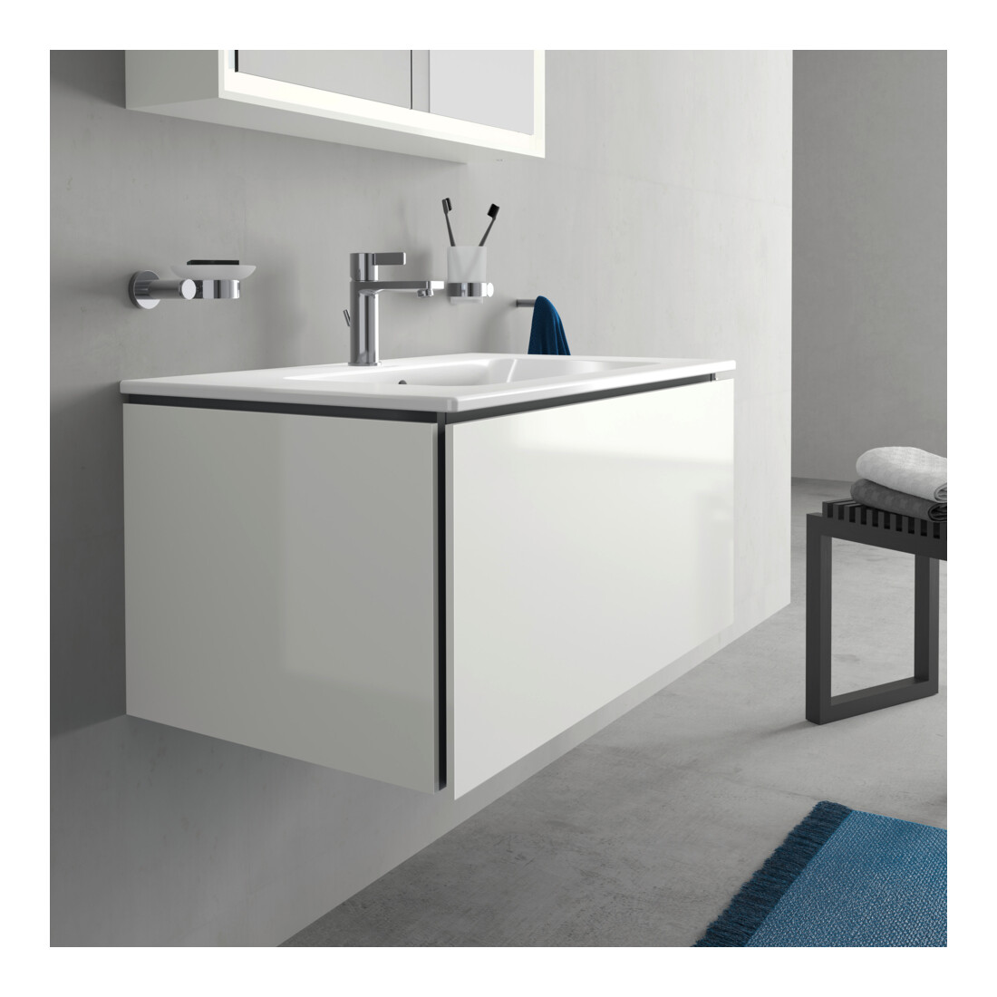 Duravit Meuble sous-lavabo L-Cube 82x48,1 cm, blanc brillant, 1 tiroir, suspendu