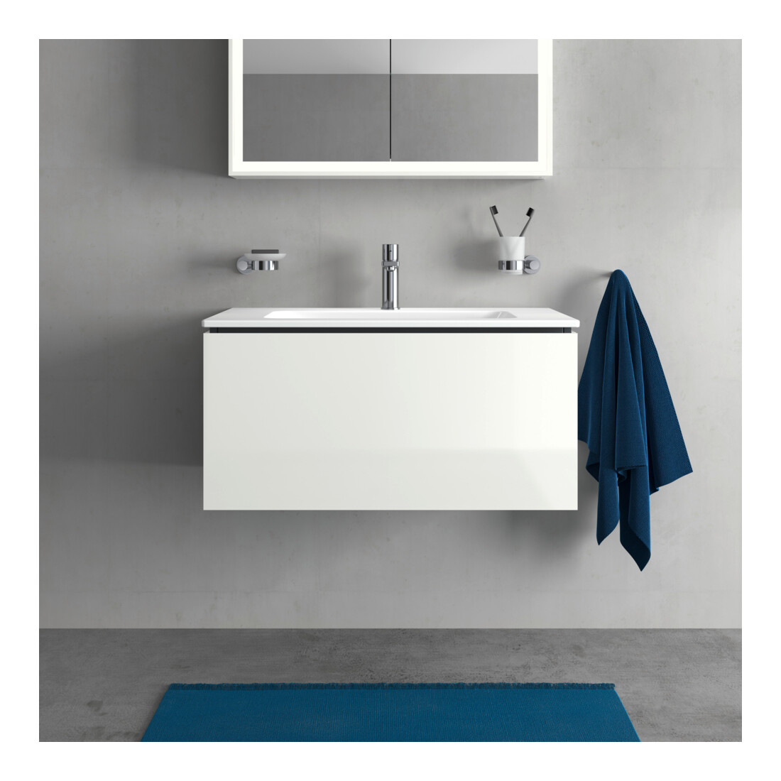 Duravit Meuble sous-lavabo L-Cube 82x48,1 cm, blanc brillant, 1 tiroir, suspendu