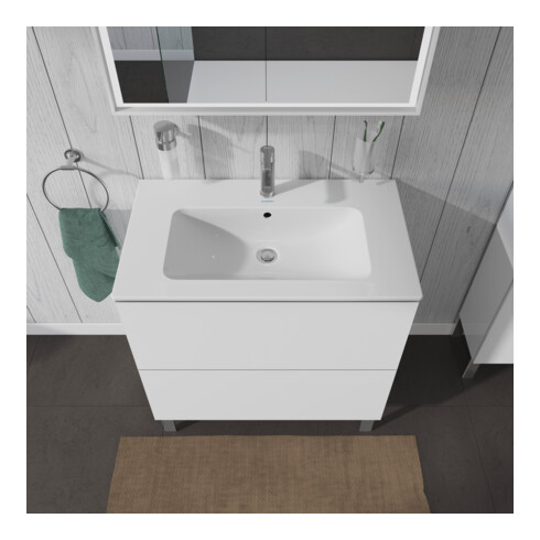 Duravit Meuble sous lavabo L-Cube 82x48,1 cm, blanc brillant, 2 tiroirs, debout