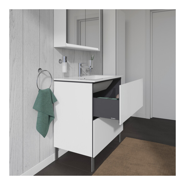 Duravit Meuble sous lavabo L-Cube 82x48,1 cm, blanc brillant, 2 tiroirs, debout