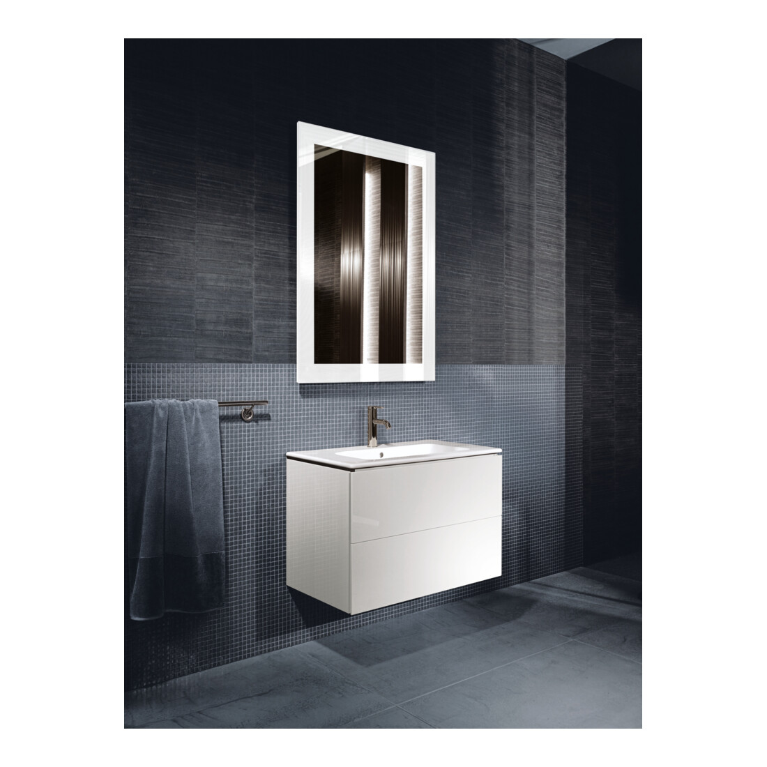 Duravit Meuble sous-lavabo L-Cube 82x48,1 cm, blanc brillant, 2 tiroirs, suspendu
