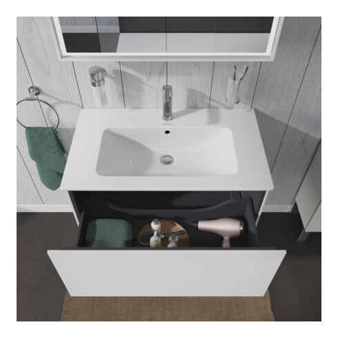 Duravit Meuble sous lavabo L-Cube 82x48,1 cm, blanc mat, 1 tiroir, suspendu