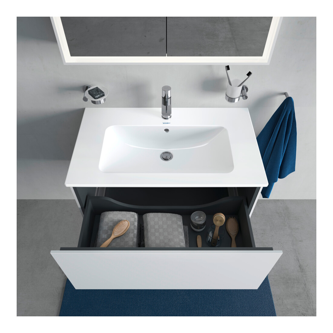 Duravit Meuble sous lavabo L-Cube 82x48,1 cm, blanc mat, 1 tiroir, suspendu