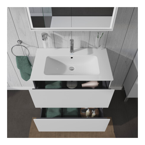 Duravit Meuble sous lavabo L-Cube 82x48,1 cm, blanc mat, 2 tiroirs, debout