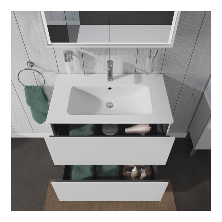 Duravit Meuble sous lavabo L-Cube 82x48,1 cm, blanc mat, 2 tiroirs, debout