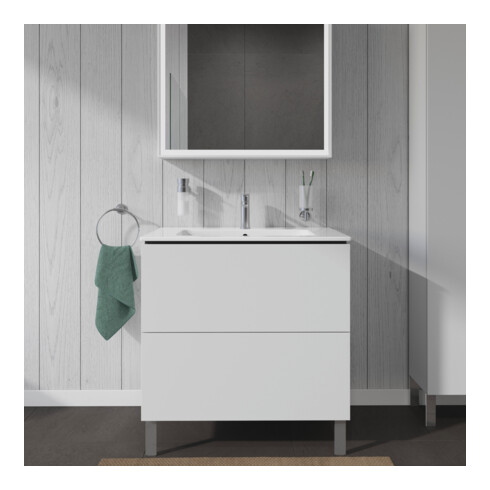 Duravit Meuble sous lavabo L-Cube 82x48,1 cm, blanc mat, 2 tiroirs, debout