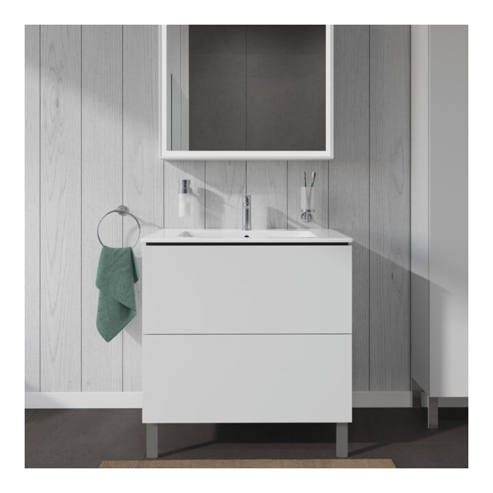 Duravit Meuble sous lavabo L-Cube 82x48,1 cm, blanc mat, 2 tiroirs, debout