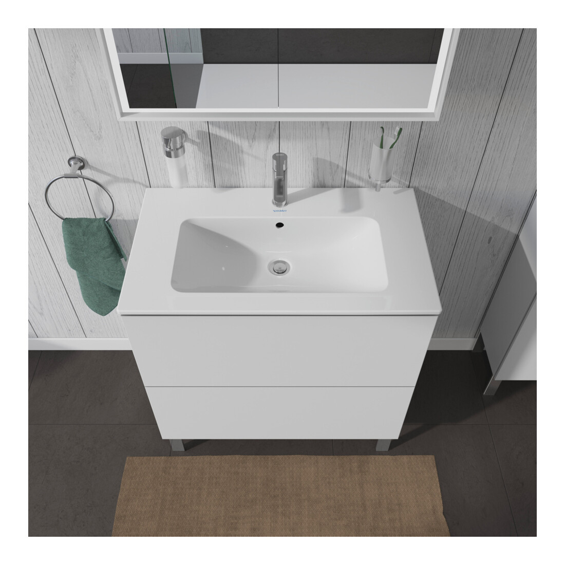 Duravit Meuble sous lavabo L-Cube 82x48,1 cm, blanc mat, 2 tiroirs, debout