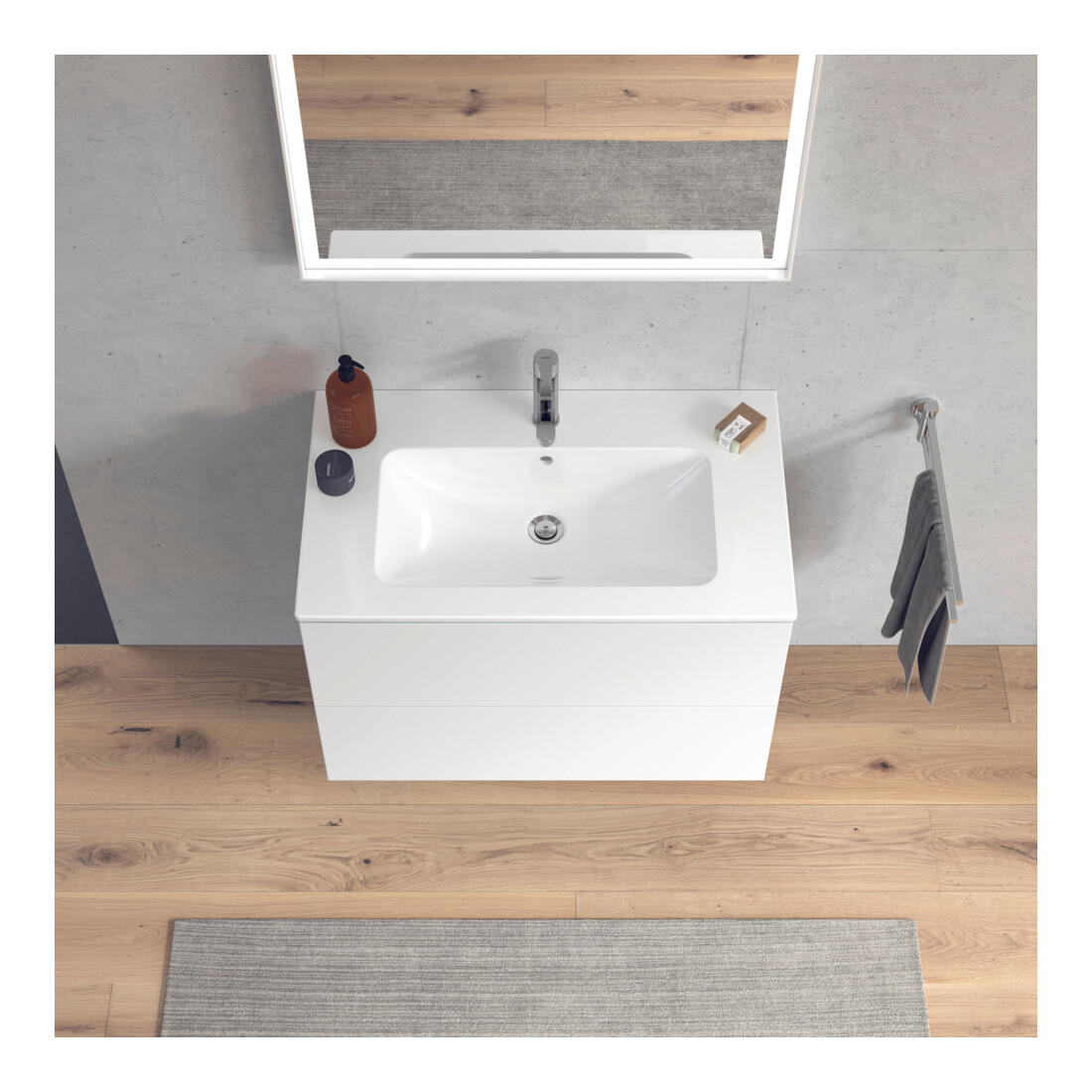 Duravit Meuble sous lavabo L-Cube 82x48,1 cm, blanc mat, 2 tiroirs, suspendu