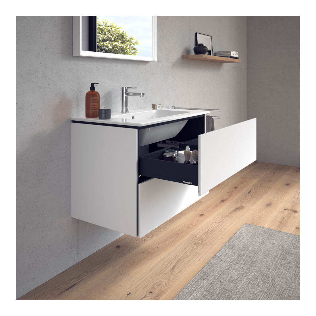 Duravit Meuble sous lavabo L-Cube 82x48,1 cm, blanc mat, 2 tiroirs, suspendu