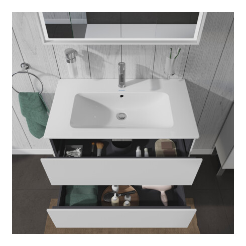 Duravit Meuble sous lavabo L-Cube 82x48,1 cm, blanc mat, 2 tiroirs, suspendu