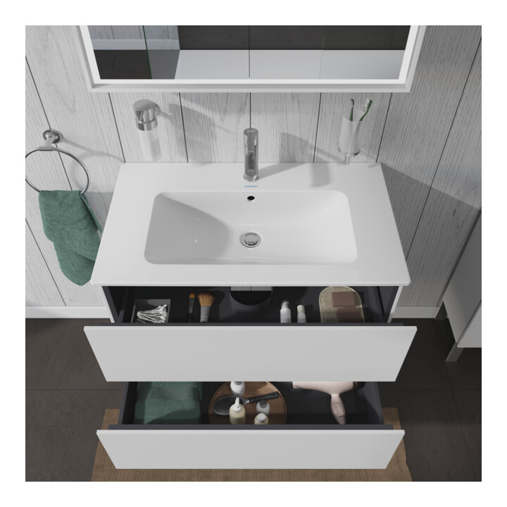 Duravit Meuble sous lavabo L-Cube 82x48,1 cm, blanc mat, 2 tiroirs, suspendu