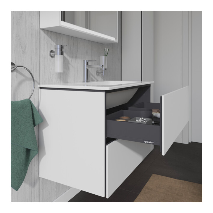 Duravit Meuble sous lavabo L-Cube 82x48,1 cm, blanc mat, 2 tiroirs, suspendu