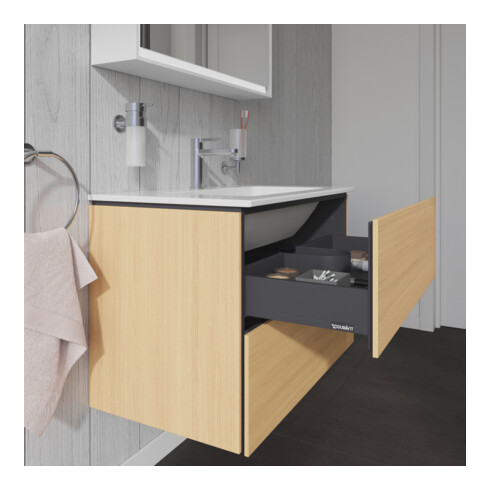 Duravit Meuble sous lavabo L-Cube 82x48,1 cm, blanc œuf, 2 tiroirs, suspendu