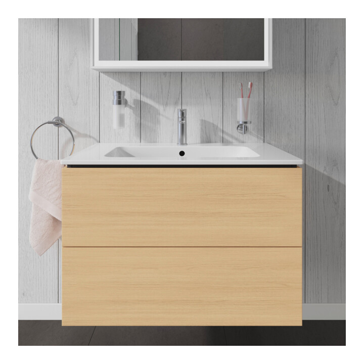 Duravit Meuble sous lavabo L-Cube 82x48,1 cm, blanc œuf, 2 tiroirs, suspendu