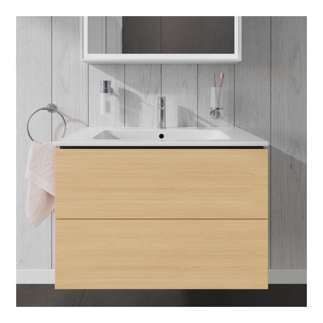 Duravit Meuble sous lavabo L-Cube 82x48,1 cm, blanc œuf, 2 tiroirs, suspendu