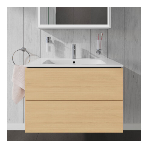 Duravit Meuble sous lavabo L-Cube 82x48,1 cm, blanc œuf, 2 tiroirs, suspendu