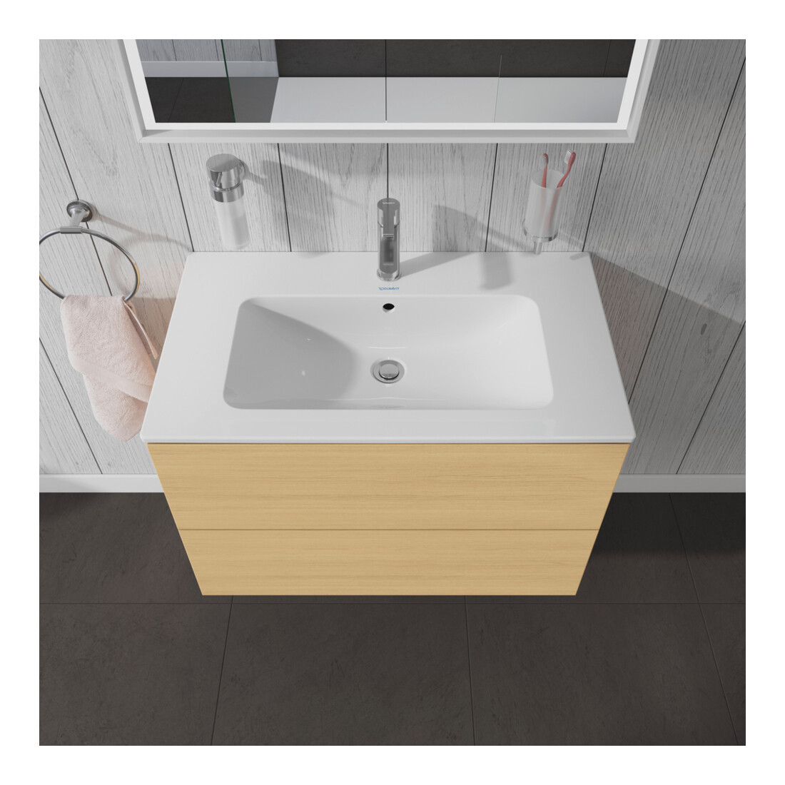 Duravit Meuble sous lavabo L-Cube 82x48,1 cm, blanc œuf, 2 tiroirs, suspendu