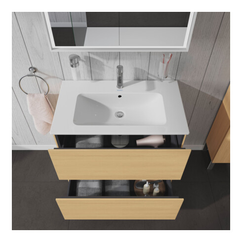 Duravit Meuble sous lavabo L-Cube 82x48,1 cm, chêne naturel, 2 tiroirs, sur pied