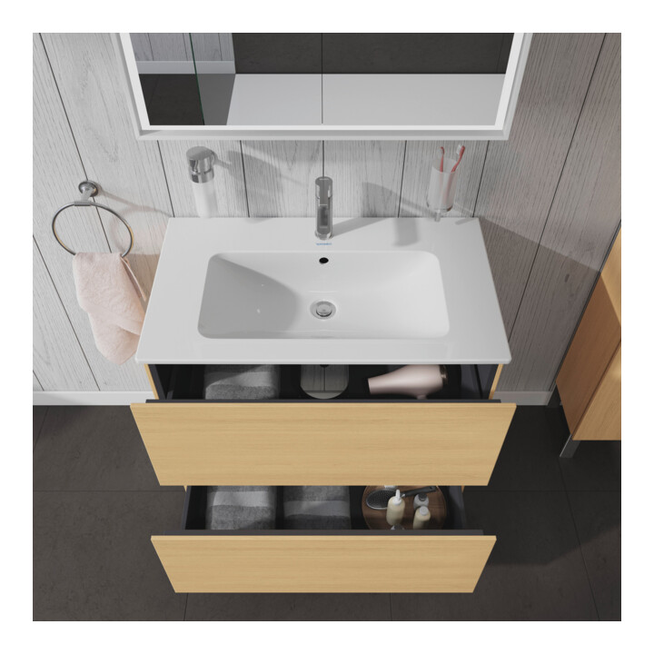 Duravit Meuble sous lavabo L-Cube 82x48,1 cm, chêne naturel, 2 tiroirs, sur pied