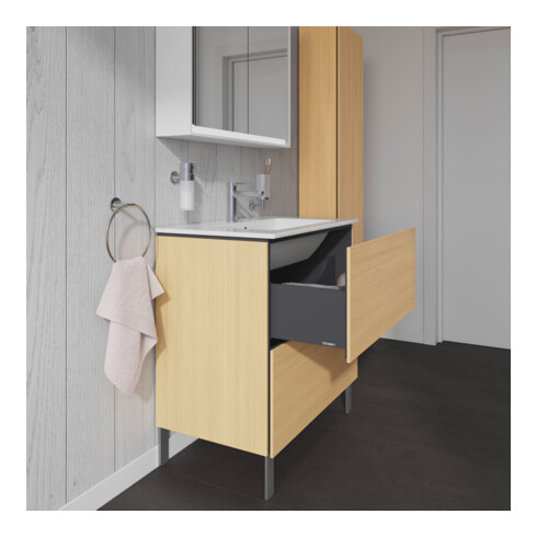 Duravit Meuble sous lavabo L-Cube 82x48,1 cm, chêne naturel, 2 tiroirs, sur pied