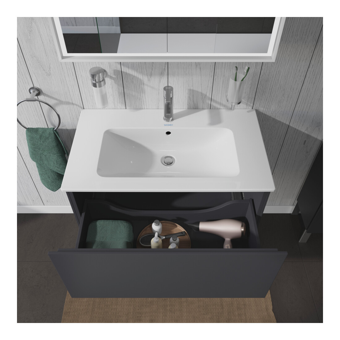 Duravit Meuble sous-lavabo L-Cube 82x48,1 cm, graph ma, 1 tiroir, suspendu