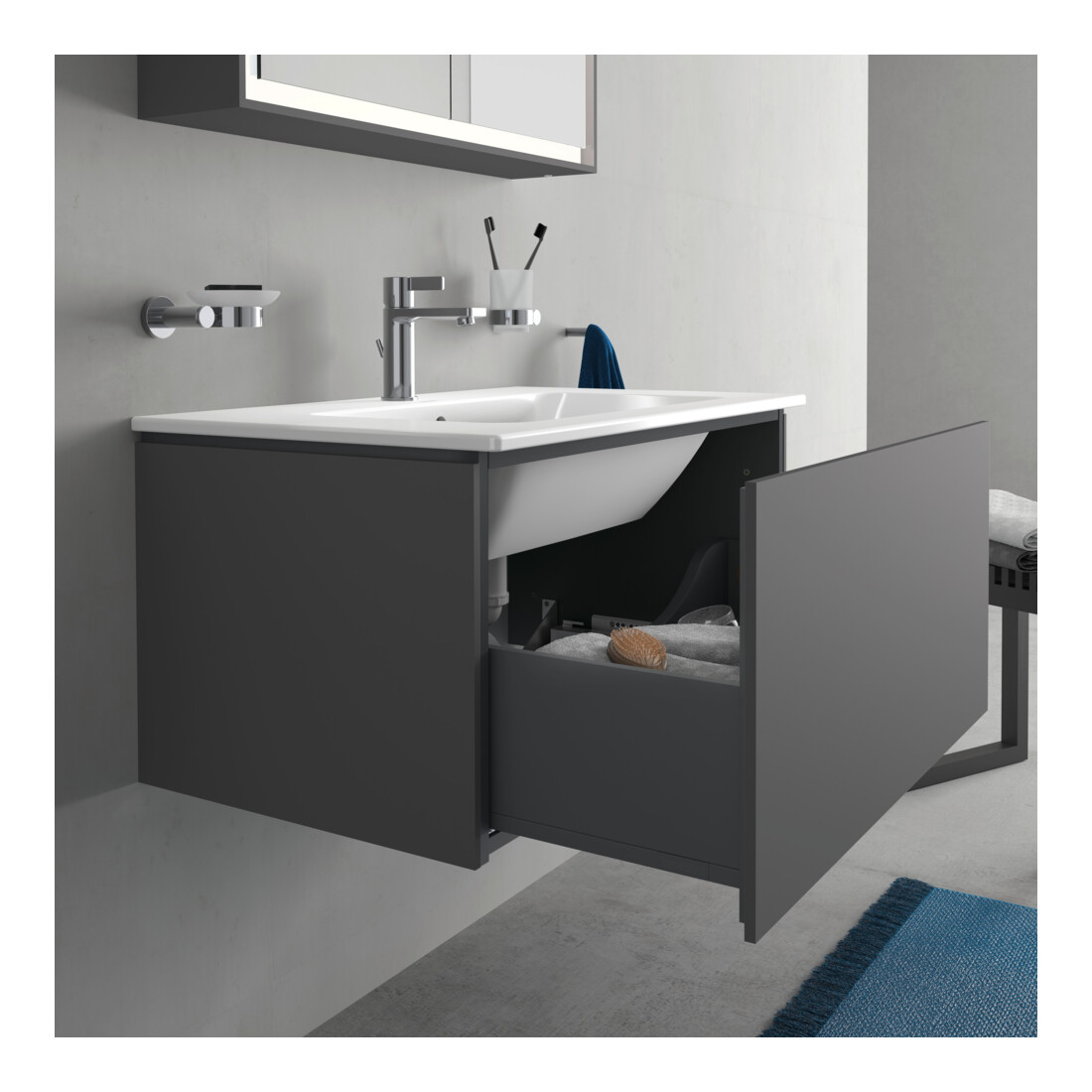 Duravit Meuble sous-lavabo L-Cube 82x48,1 cm, graph ma, 1 tiroir, suspendu