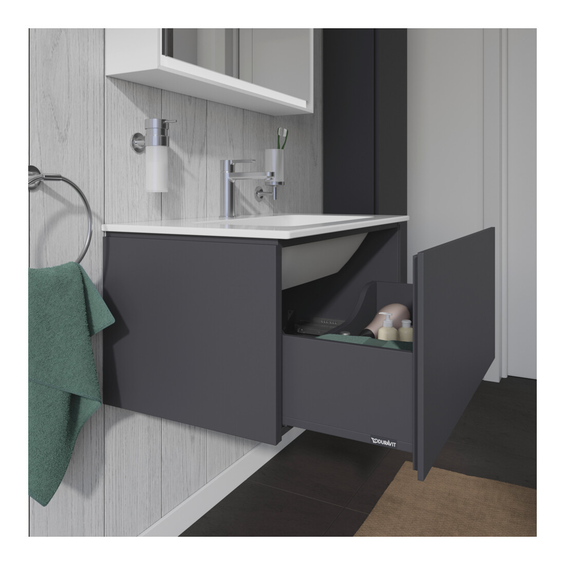 Duravit Meuble sous-lavabo L-Cube 82x48,1 cm, graph ma, 1 tiroir, suspendu