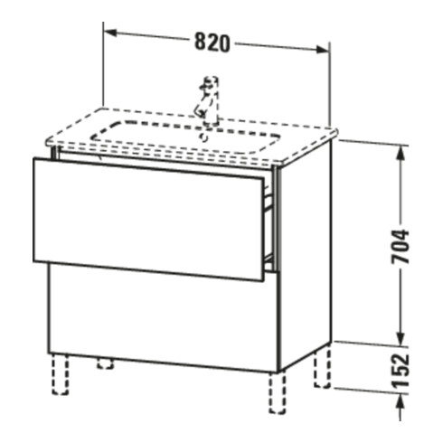 Duravit Meuble sous lavabo L-Cube 82x48,1 cm, graphite mat, 2 tiroirs, debout