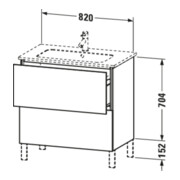 Duravit Meuble sous lavabo L-Cube 82x48,1 cm, graphite mat, 2 tiroirs, debout-2