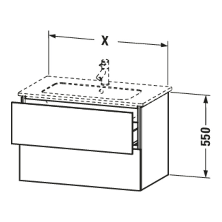 Duravit Meuble sous-lavabo L-Cube 82x48,1 cm, graphite mat, 2 tiroirs, suspendu