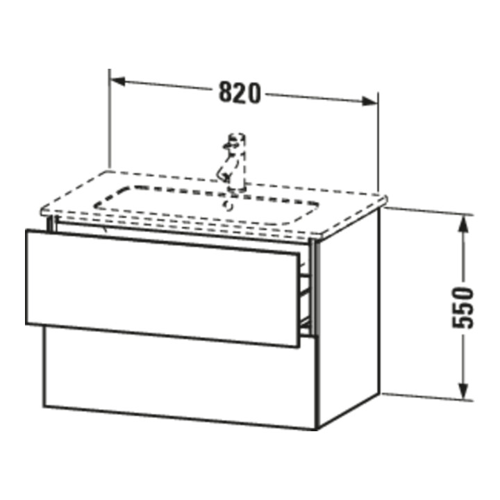 Duravit Meuble sous-lavabo L-Cube 82x48,1 cm, graphite mat, 2 tiroirs, suspendu