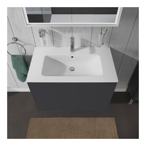 Duravit Meuble sous lavabo L-Cube 82x48,1 cm, graphite mat, 2 tiroirs, suspendu